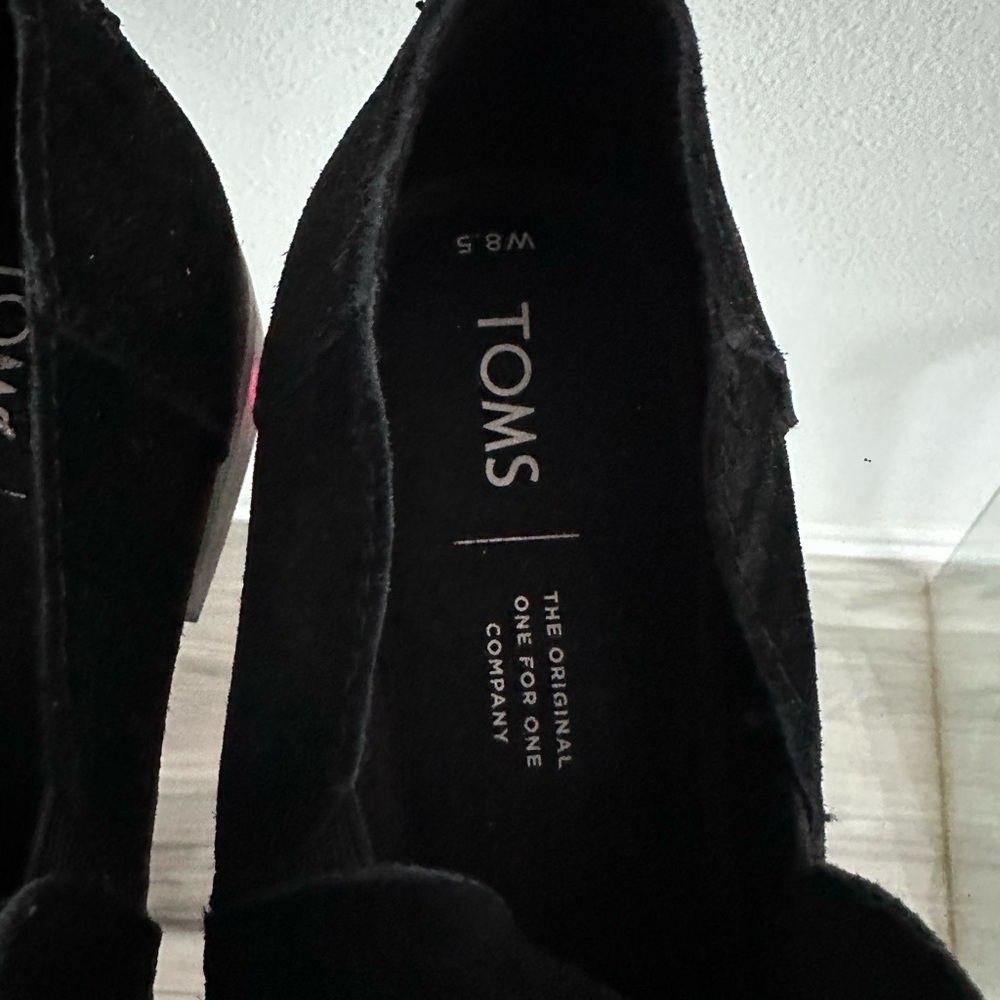 TOMS Women's Black Suede Loafers - Picture 2 of 5